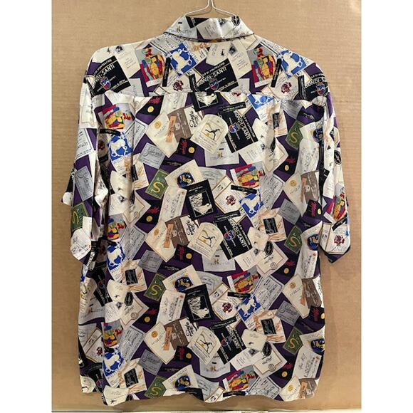 VTG 90s Nicole Miller Shirt Silk Napa Valley Wine Country XL - Picture 2 of 7